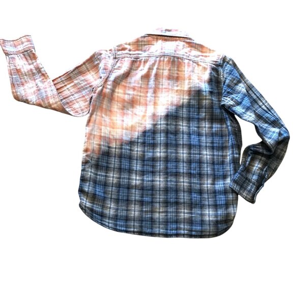 Upcycled Bleached Plaid Shirt, Women’s Size 12: Distressed Button Down, Western - Picture 4 of 10